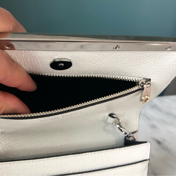 Henri Bendel White Leather Crossbody Handbag with Silver Details - Picture 10 of 15